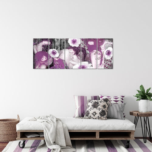 Runa Art Bild Collage Gustav Klimt Wandbilder auf Vlies Leinwand 5 Teilig Wanddekoration Wohnzimmer 018556c