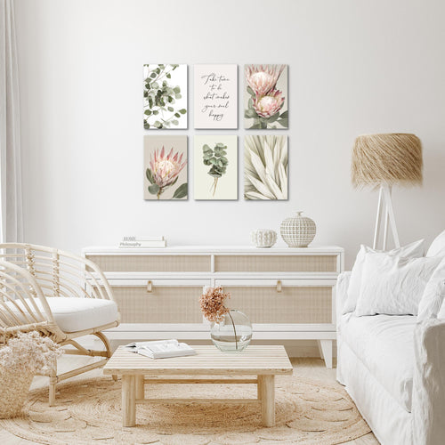 Novart Wandbilder Set Blätter Pflanzen - KOMPLETT AUFHÄNGFERTIG - Made in Germany - Moderne Bilder  Wohnzimmer Schlafzimmer - N028064a