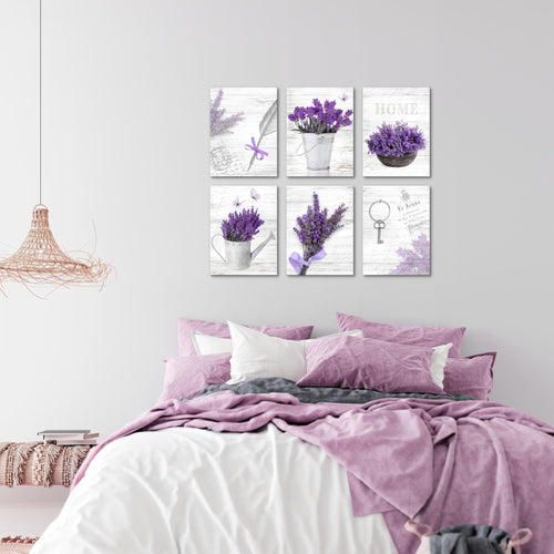 Novart Wandbilder - KEIN EXTRA RAHMEN BENÖTIGT - Wohnzimmer Schlafzimmer - Bilder Modern Home Provence - Lavendel Viollet - N002965a