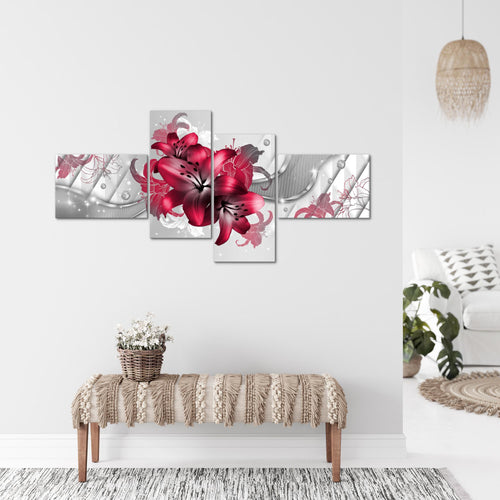 Runa Art Bild XXL 4 Teilig Blumen Lilien 200 x 100 cm Kunstdruck auf Vlies Leinwand Wanddeko Wohnzimmer Schlafzimmer 017341b