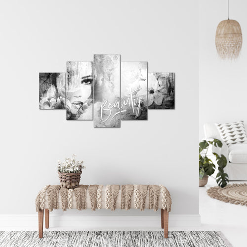 Runa Art Bild Wohnzimmer Schlafzimmer Blumen Vintage 5 Teilig Frau Bunt Wandbilder auf Vlies Leinwand 039353c
