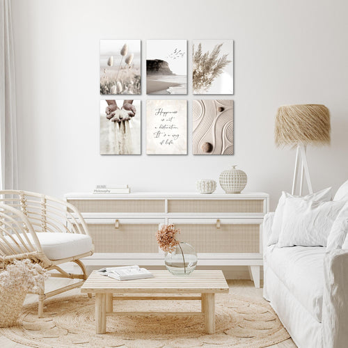 Novart Wandbilder - KEIN EXTRA RAHMEN BENÖTIGT - Wohnzimmer Schlafzimmer - Bilder Modern Strand Boho - Beige - N028165a
