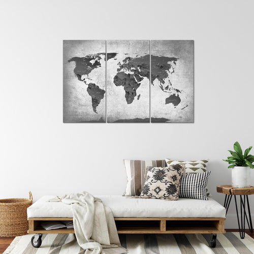 Runa Art Wandbilder Weltkarte Bild XXL Büro Wohnzimmer Braun Vintage Antik 120 x 80 cm 3 Teilig 104031b