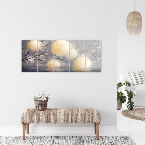 Runa Art Bild Pusteblumen Wandbilder auf Vlies Leinwand 5 Teilig Wanddekoration Wohnzimmer Schlafzimmer 044256a