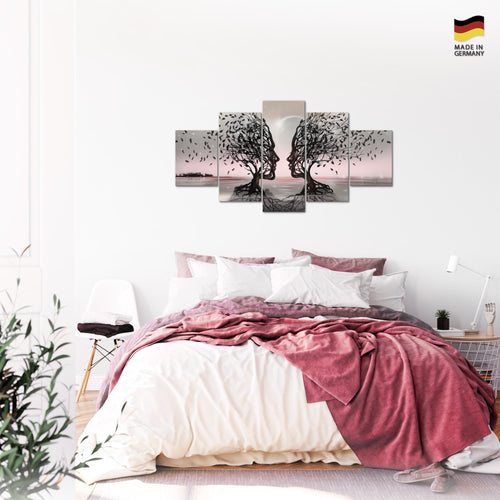 Runa Art Bild Wohnzimmer Schlafzimmer Büro Abstrakt 5 Teilig Schwarz Gesichter Wandbilder auf Vlies Leinwand 044853b