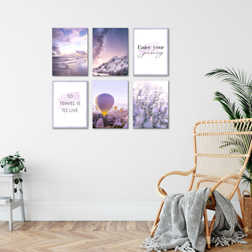 Novart Wandbilder - KEIN EXTRA RAHMEN BENÖTIGT - Wohnzimmer Schlafzimmer - Bilder Modern Natur Blumen - Violett Lila Rosa - N006465a