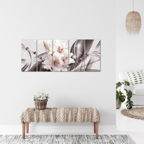 Runa Art Bild Blumen Lilien Wandbilder auf Vlies Leinwand 5 Teilig Wanddekoration Wohnzimmer Schlafzimmer 017156c