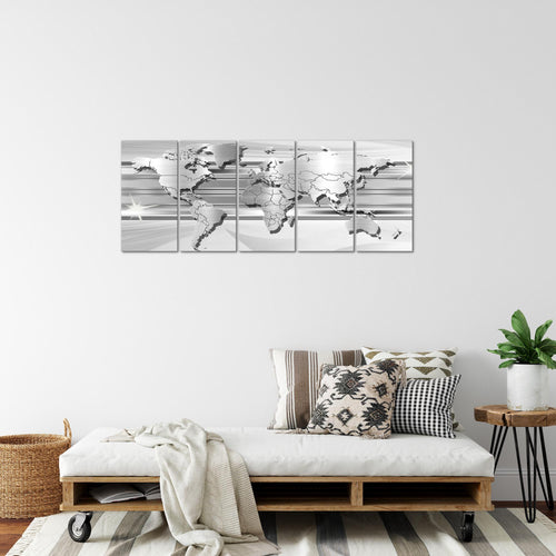 Runa Art Bild Weltkarte Wandbilder auf Vlies Leinwand 5 Teilig Wanddekoration Büro Wohnzimmer 107956c