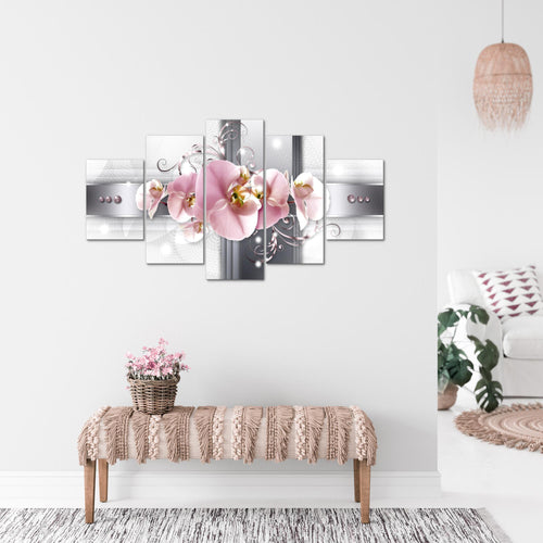 Runa Art Bild Wohnzimmer Schlafzimmer Büro Blumen Pflanzen 5 Teilig Rosa Orchideen Wandbilder auf Vlies Leinwand 008353a