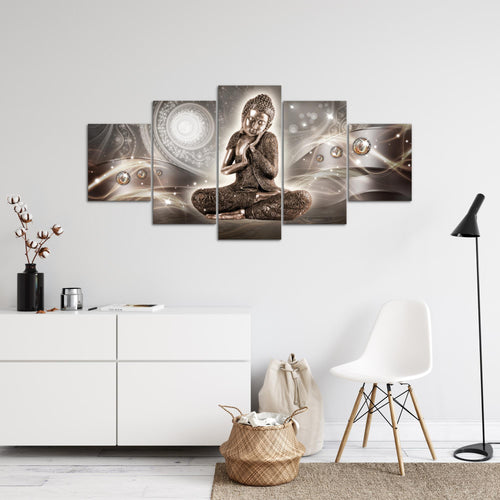 Runa Art - Bilder Buddha Zen 200 x 100 cm 5 Teilig XXL Wanddekoration Design Braun 041651a