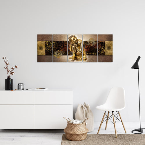 Runa Art Bild Buddha Zen Wandbilder auf Vlies Leinwand 5 Teilig Wanddekoration Wohnzimmer Schlafzimmer 041356a