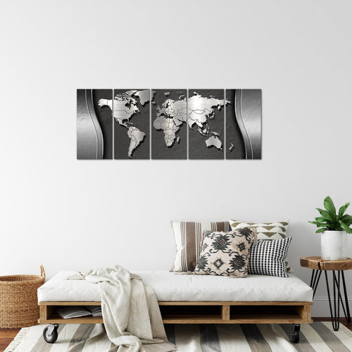 Runa Art Bild Weltkarte Wandbilder auf Vlies Leinwand 5 Teilig Wanddekoration Büro Wohnzimmer 107256a