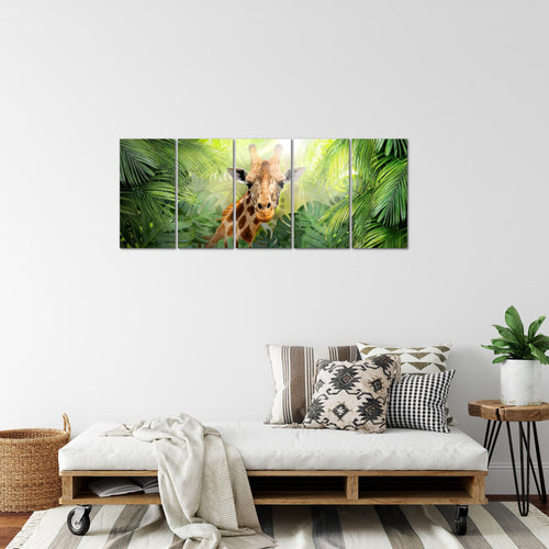 Runa Art Bild Giraffe Abstrakt Wandbilder auf Vlies Leinwand 5 Teilig Wanddekoration Wohnzimmer Schlafzimmer 037556c