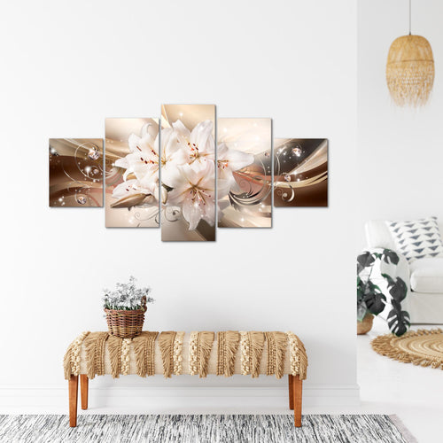 Runa Art - Bilder Blumen Pflanzen 200 x 100 cm 5 Teilig XXL Wanddekoration Design Natur Beige 020151a