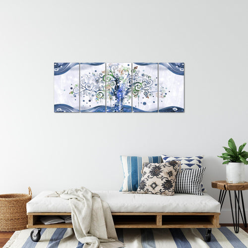 Runa Art Bild Gustav Klimt Baum des Lebens Wandbilder auf Vlies Leinwand 5 Teilig Wanddekoration Wohnzimmer 003056b