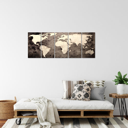 Runa Art Bild Weltkarte Wandbilder auf Vlies Leinwand 5 Teilig Wanddekoration Büro Wohnzimmer 101756c