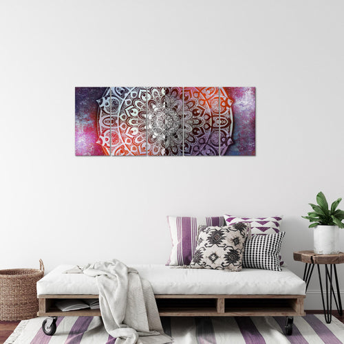 Runa Art Bild Mandala Abstrakt Wandbilder auf Vlies Leinwand 5 Teilig Wanddekoration Wohnzimmer Schlafzimmer 040156b