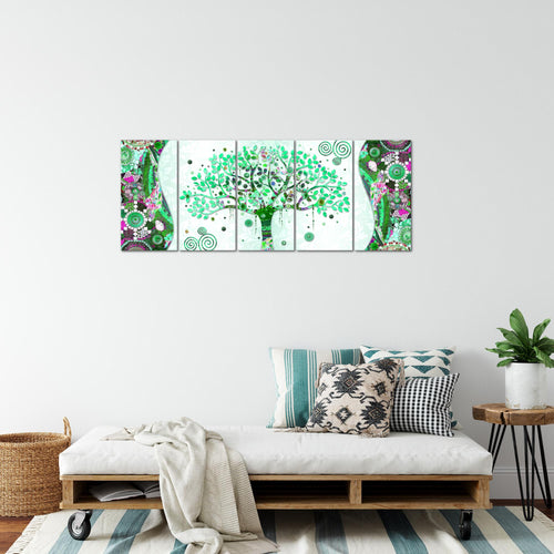 Runa Art Bild Gustav Klimt Baum des Lebens Wandbilder auf Vlies Leinwand 5 Teilig Wanddekoration Wohnzimmer 004656b