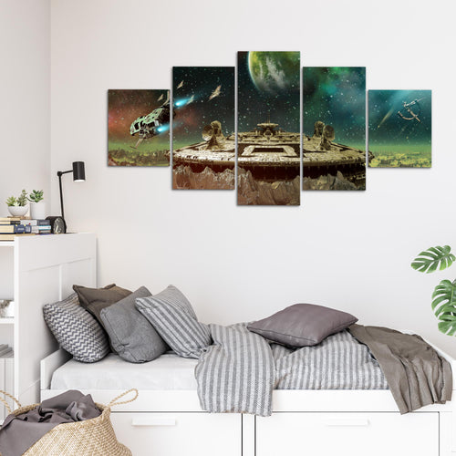 Runa Art - Bilder Kinderzimmer 200 x 100 cm 5 Teilig XXL Wanddekoration Design Türkis Beige 611551a