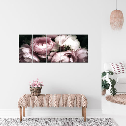 Runa Art Bild Blumen Rosen Wandbilder auf Vlies Leinwand 5 Teilig Wanddekoration Wohnzimmer Schlafzimmer 039156a