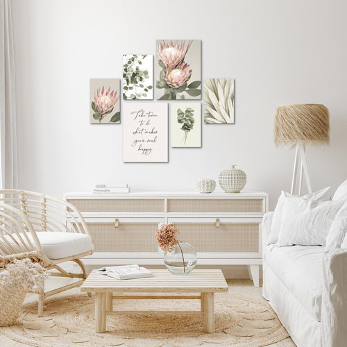Novart Wandbilder Set Blätter Pflanzen Olivgrün - KEIN EXTRA RAHMEN BENÖTIGT -  Modern Deko  - Wohnzimmer Schlafzimmer N028063a