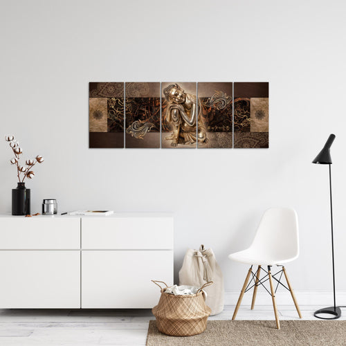 Runa Art Bild Buddha Zen Wandbilder auf Vlies Leinwand 5 Teilig Wanddekoration Wohnzimmer Schlafzimmer 041356b