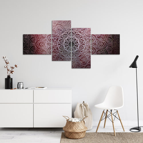 Runa Art Bild XXL 4 Teilig Mandala 200 x 100 cm Kunstdruck auf Vlies Leinwand Wanddeko Wohnzimmer Schlafzimmer 101241a