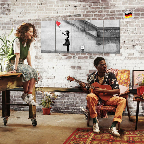 Runa Art Wandbilder XXL Street Art Wohnzimmer Schlafzimmer Büro 200 x 80 cm Ballon 5 Teilig - Made in Germany - 301655a