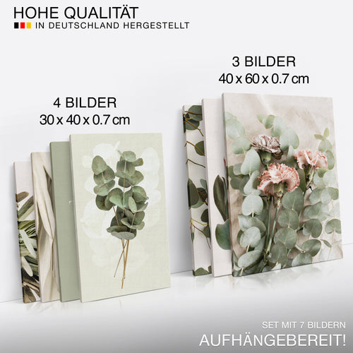 Novart Bilder Blumen Pflanzen - KOMPLETT AUFHÄNGFERTIG - Blumen Wohnzimmer Schlafzimmer Büro - 7 Moderne Mood - Bilder - N023072a