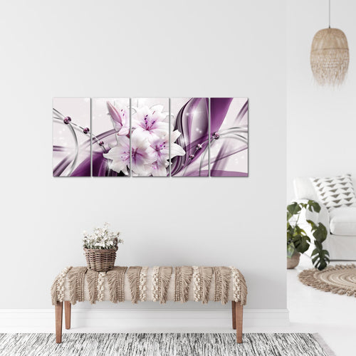 Runa Art Bild Blumen Lilien Wandbilder auf Vlies Leinwand 5 Teilig Wanddekoration Wohnzimmer Schlafzimmer 017156a