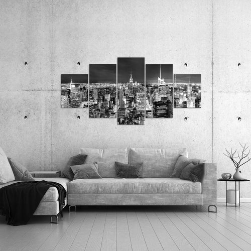 Runa Art - Bilder New York Skyline 200 x 100 cm 5 Teilig XXL Wanddekoration Design Schwarz Weiss 036251c