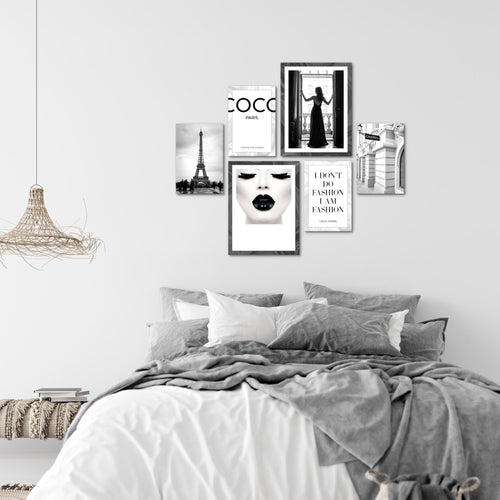 Novart Wandbilder Set Fashion Coco - KEIN EXTRA RAHMEN BENÖTIGT -  Modern Deko  - Wohnzimmer Mädchen Teenager N015663a