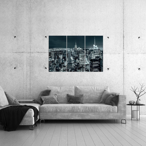 Runa Art Wandbilder New York Skyline Bild XXL Wohnzimmer Büro Türkis Blau USA 120 x 80 cm 3 Teilig 036231b