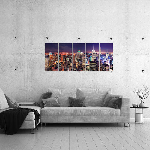 Runa Art Bild New York Skyline Wandbilder auf Vlies Leinwand 5 Teilig Wanddekoration Wohnzimmer Büro 036256a