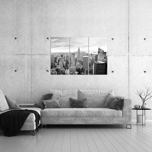 Runa Art Wandbilder New York Bild XXL Wohnzimmer Büro Schwarz Weiss Skyline 120 x 80 cm 3 Teilig 010231c