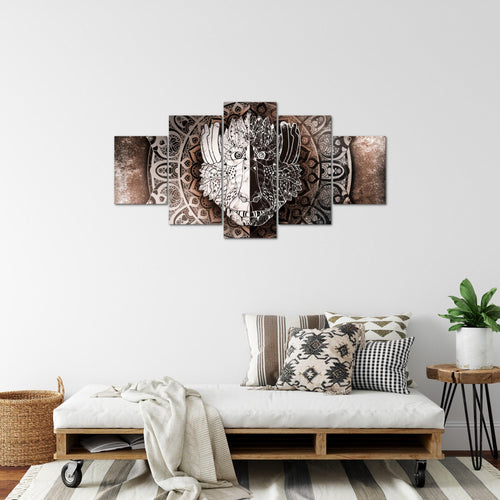 Runa Art Bild Wohnzimmer Schlafzimmer Mandala Abstrakt 5 Teilig Kupfer Beige Braun Wandbilder auf Vlies Leinwand 040153c