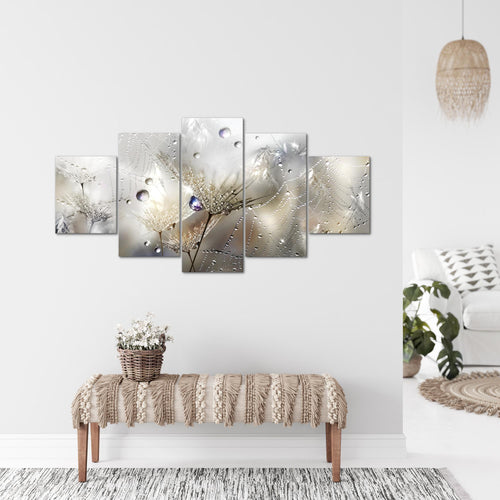 Runa Art - Bilder Blumen Pusteblumen 200 x 100 cm 5 Teilig XXL Wanddekoration Design Braun 043151a