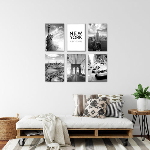 Novart Wandbilder Set New York City - KOMPLETT AUFHÄNGFERTIG - Made in Germany - Moderne Bilder  Wohnzimmer Büro - N013164a