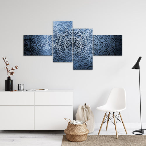 Runa Art Bild XXL 4 Teilig Mandala 200 x 100 cm Kunstdruck auf Vlies Leinwand Wanddeko Wohnzimmer Schlafzimmer 101241b
