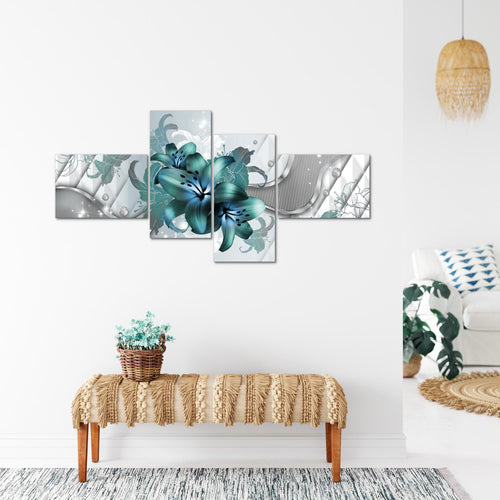 Runa Art Bild XXL 4 Teilig Blumen Lilien 200 x 100 cm Kunstdruck auf Vlies Leinwand Wanddeko Wohnzimmer Schlafzimmer 016541a