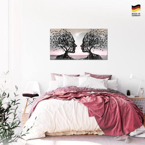 Runa Art Wandbilder Abstrakt Bild XXL Wohnzimmer Schlafzimmer Büro Gesichter Schwarz 120 x 80 cm 3 Teilig 044831b