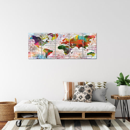 Runa Art Bild Weltkarte Wandbilder auf Vlies Leinwand 5 Teilig Wanddekoration Büro Wohnzimmer 106956a