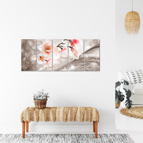 Runa Art Bild Blumen Abstrakt Wandbilder auf Vlies Leinwand 5 Teilig Wanddekoration Wohnzimmer Schlafzimmer 035356b