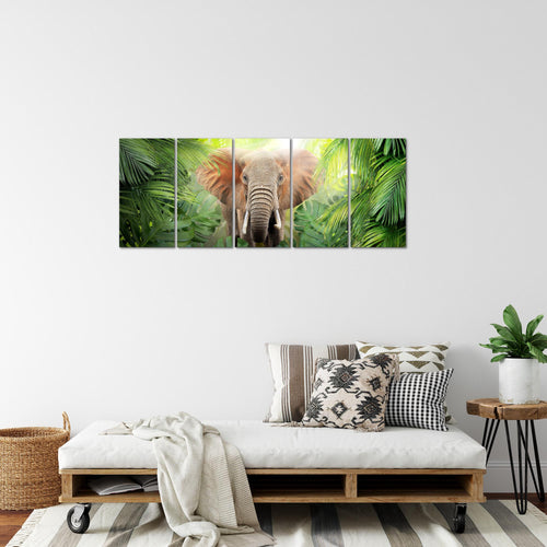 Runa Art Bild Elefant Abstrakt Wandbilder auf Vlies Leinwand 5 Teilig Wanddekoration Wohnzimmer Schlafzimmer 037556b