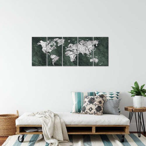 Runa Art Bild Weltkarte Wandbilder auf Vlies Leinwand 5 Teilig Wanddekoration Büro Wohnzimmer 002956c