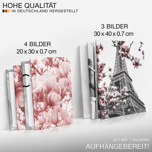 Novart Wandbilder Blumen - KOMPLETT AUFHÄNGFERTIG - Blüten Wohnzimmer Schlafzimmer Büro - 7 Moderne Mood - Bilder - N002471a
