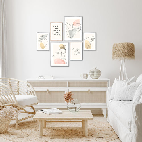 Novart Wandbilder Set Fashion mit Spruch - KEIN EXTRA RAHMEN BENÖTIGT -  Modern Deko  - Wohnzimmer Mädchen Teenager N022063a