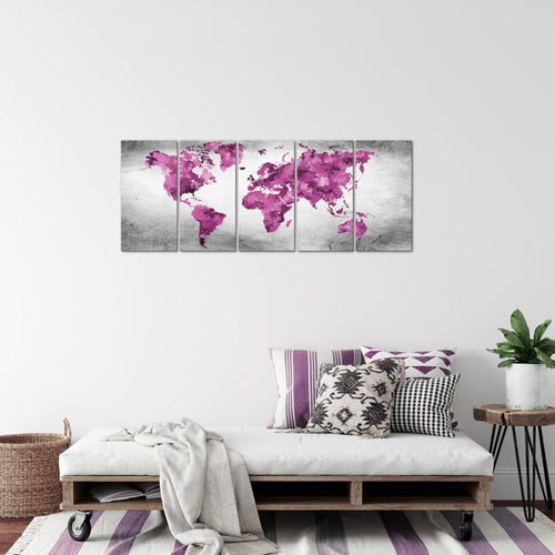Runa Art Bild Weltkarte Wandbilder auf Vlies Leinwand 5 Teilig Wanddekoration Büro Wohnzimmer 013356c