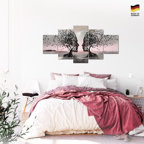 Runa Art - Bilder Abstrakt 200 x 100 cm 5 Teilig XXL Wanddekoration Design Gesichter Schwarz 044851b