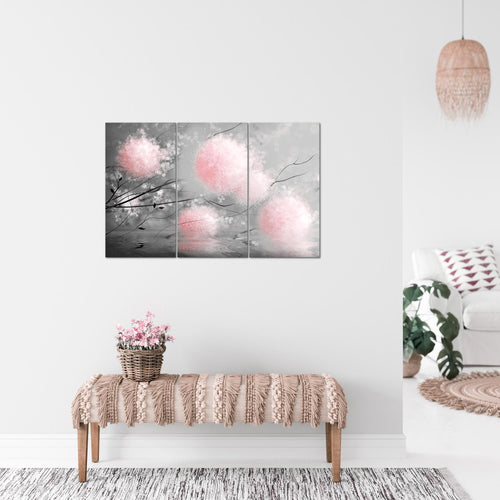 Runa Art Wandbilder Pusteblumen Bild XXL Wohnzimmer Schlafzimmer Grau Rosa Abstrakt 120 x 80 cm 3 Teilig 044231b